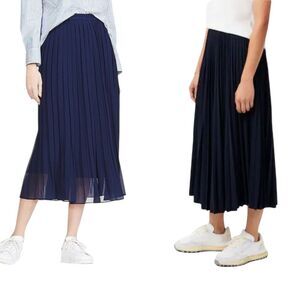 Uniqlo Navy Chiffon Pleated Midi Flowy Skirt S Wilfred Style Twirl Skirt